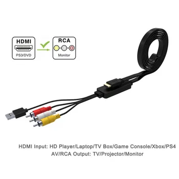 1tk Converter Cable 1.8 m 1080P HDMI 3 RCA AV Audio-Video Kaabel Konverteri Adapter Juhe Viia USB-Toide NTSC/PAL HDTV