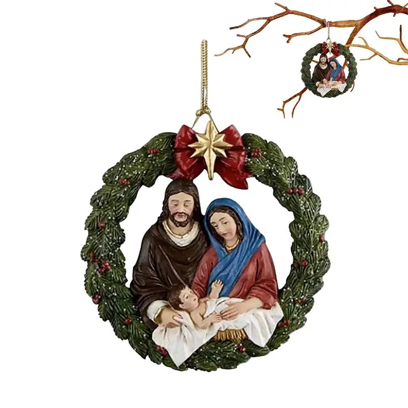 Religioosne Jõulud Kaunistused Kerge Jõulupuu Decor Akrüül Rippuvad Kaunistused Usuliste Kohal Pere Ja - 0