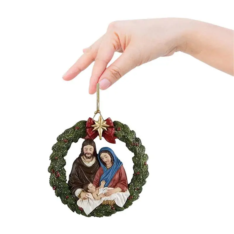 Religioosne Jõulud Kaunistused Kerge Jõulupuu Decor Akrüül Rippuvad Kaunistused Usuliste Kohal Pere Ja - 1