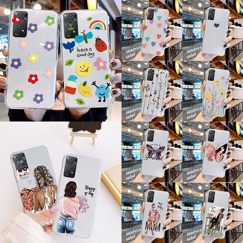 Eest Xiaomi Redmi Lisa 11 Pro 11S 4G 5G Juhul Naiste Mama Lill, Armastus Liblikas Armas jaoks Redmi Note11 S 11Pro+ Selge Telefoni Kate - 0