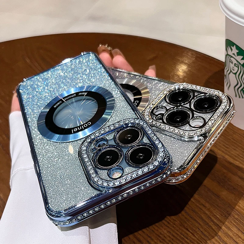 Naiste Luksuslik Sära Teemant Silikoonist Case For iPhone 14 13 11 12 Pro MAX Magsafe Kaamera Protector Traadita Laadimise Kate - 2