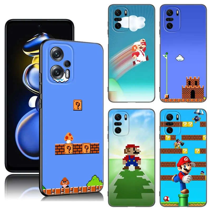 Super Bros Mängu Telefoni Puhul Xiaomi POCO X3 X4 NFC F2 F5 M2 M3 M4 X5 Pro F3 F4 GT 5G C31 M5S Must Silikoonist Kate - 0