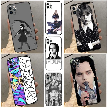 Kolmapäev Addams Family Case For iPhone 14 Pluss 11 12 13 Pro Max Mini SE 2020 6S 7 8 Plus XR X XS Max tagakaas
