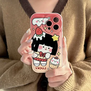 Armas maasikas tüdruk smiley õnnelik karu põrutuskindel telefon case For iphone 11 12 promax mini xsmax x-xr 7 8 14 pluss 13 pro max capa