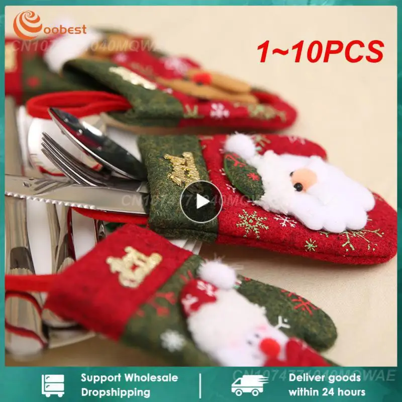 1~10TK Palju Tabel Õhtusöök Decor Cute Söögiriistad Sobiks Pihustite Inimesed Kott Omanik Taskud Xmas Uus Aasta Decor Jõulud Kaunistused - 0