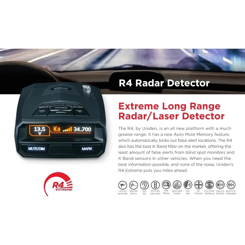 Äärmiselt pikamaa Laser/Radar-Detektor, Sisseehitatud GPS-w/AUTO Mute Mälu, Hääl Teateid, Red Light & kiiruskaamerate Hoiatused - 4