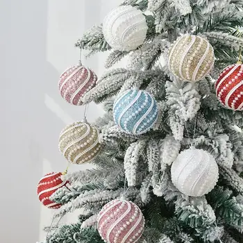 2024 Uue Jõulupuu Palli Kaunistused 8cm Mini Jõulud Palli Teenetemärgi Valge Punane Xmas Palli Purunemiskindlast Rippus Puu Decor