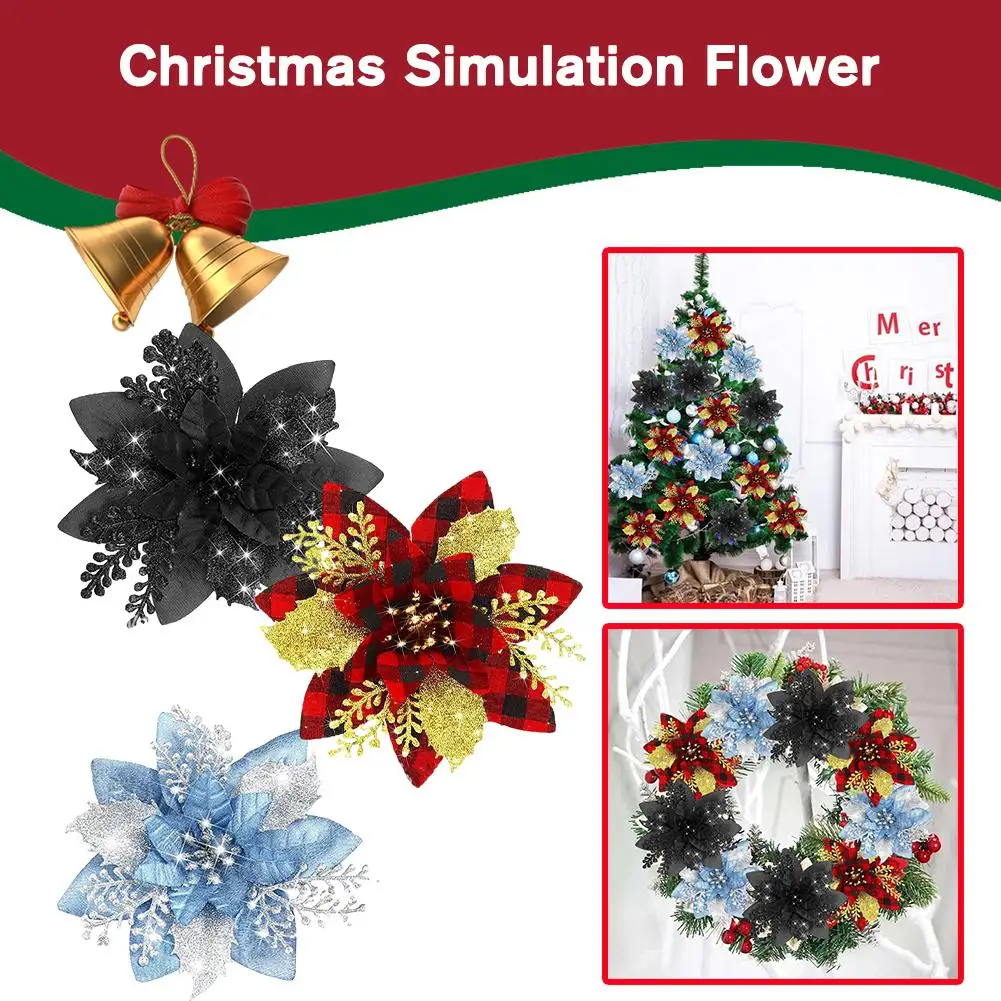 Jõulud Simulatsiooni Lill Jõulud Lilled Merry Tree Teenetemärgi Kaunistused, Lilled Võltsitud Jõulud Natal Xmas G7C2 - 2