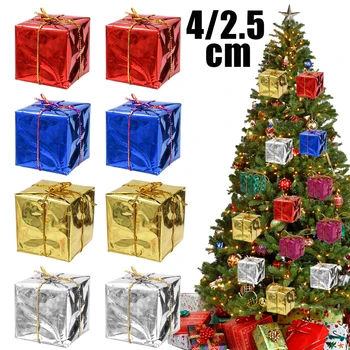 4/2.5 cm Mini Laser Kinke Jõulupuu Rippuvad Ripats Värvikas Foolium Candy Boxs DIY Xmas Kodu Poole Kaunistused Ornament