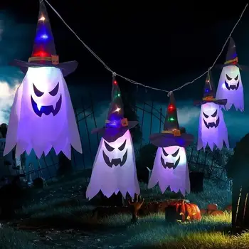 5 seeria Halloween LED Vilkuv Valgus Mütsid Rippuvad Vaimu Halloween Pool Dress Up Hõõguv Wizard Hat Lamp Õudus Rekvisiidid Kodu