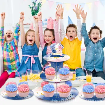 Sugu Paljastada Poiss Või Tüdruk Kook Seista Kolme Kihi Cupcake Tabel Riiul Kook Dekoreerimiseks Happy Kid Poisid Tüdrukud Sünnipäeva Decors