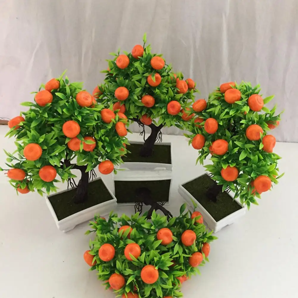 23 Puuviljad Kunstlik Orange Tree Dekoratiivsed Mitte-pleegib Plastikust Võltsitud Simulatsiooni Taime Pott Bonsai Realistlik Simulatsioon apelsinipuu - 0