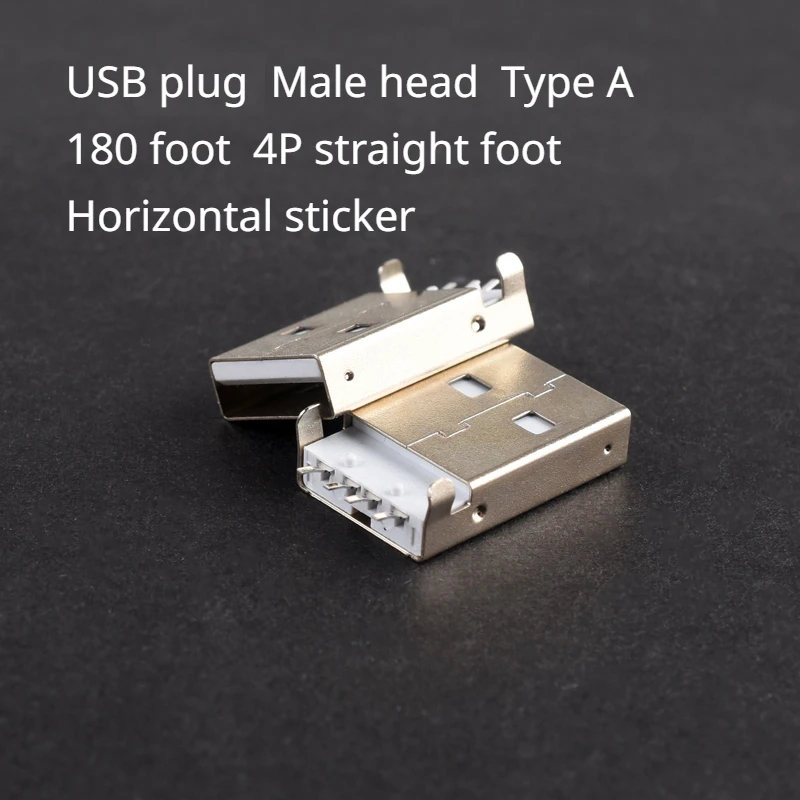 USB-pistik Mees pea Tüüp 180 suu 4P sirge Horisontaalse jala kleebis - 0