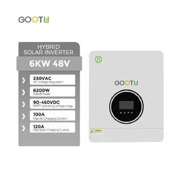 GOOTU 6.2 KW Hübriid-grid-Solar Inverter 120A Mppt 450VDC kahe väljundiga Päikese Laadija Inverter 48v 220/230/240V Puhas Laine