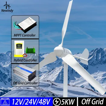Vaba Energia 5000W 48V Volt 3 Nailon Kiud Tera Horisontaalne Kodu tuulikute Tuule Generaatori Võimsus Windmil Koos MPPT Controllerl